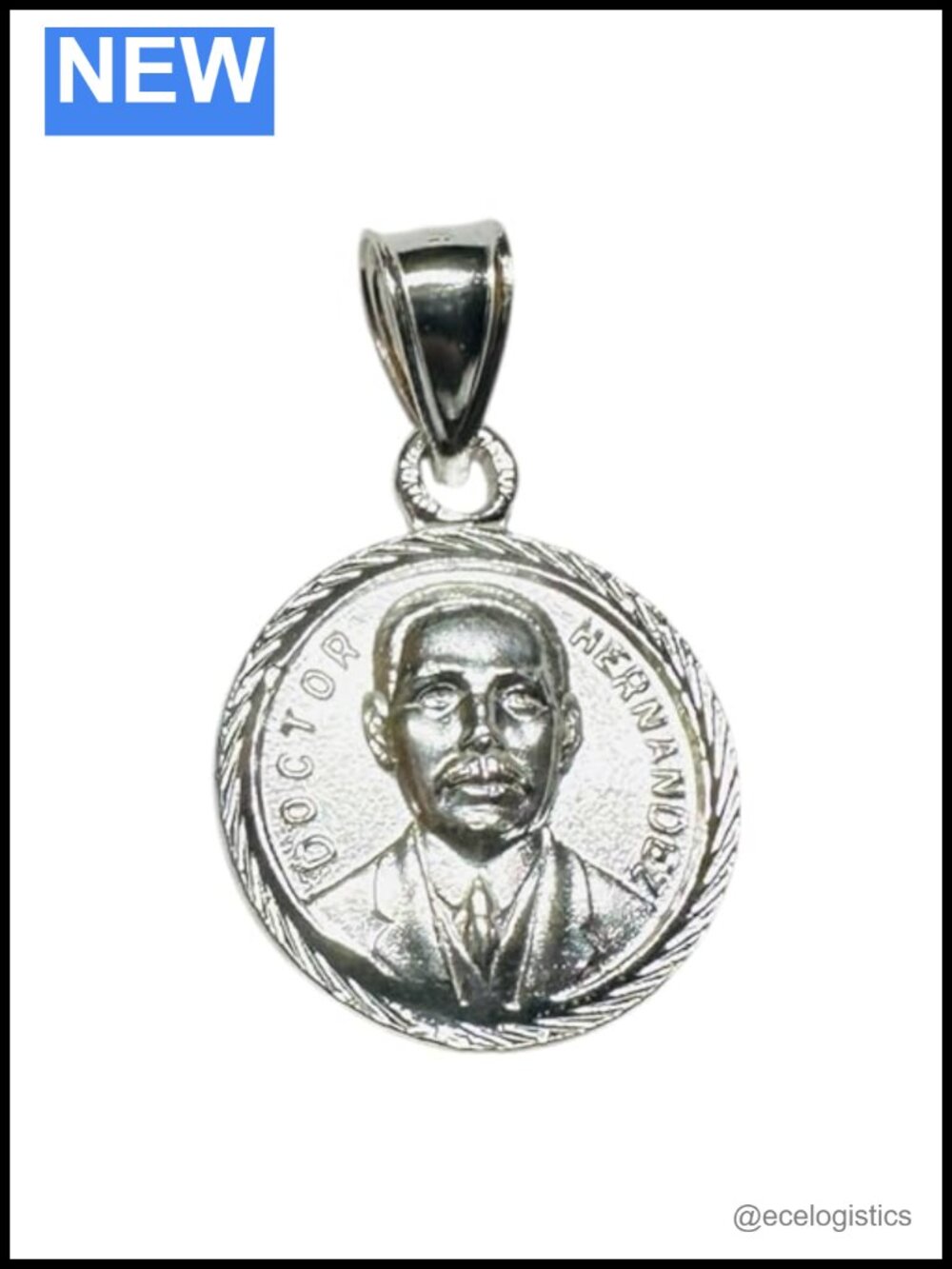 Sterling Silver Saint Jose Gregorio Hernandez Medal Pendant Necklace Religious